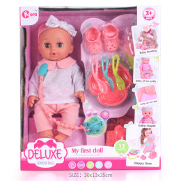 Κούκλα Μωρό Lovely Doll με Ήχους, Παπούτσια και Μπουκάλι 30εκ  (MKO250688)