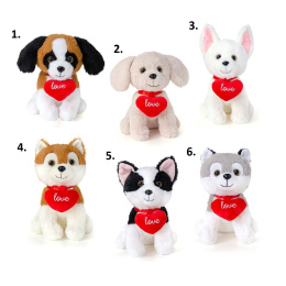 Λούτρινα Σκυλάκια με Καρδιά Love σε 6 σχέδια 24 εκ  (59506V)