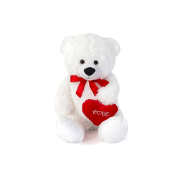 Λούτρινο Αρκουδάκι με Καρδιά Love Λευκό 60εκ  (59503V)