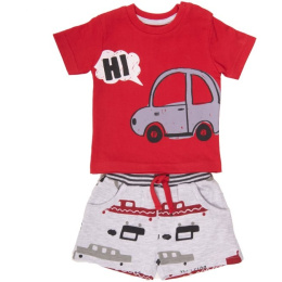 Baby Bol Σετ Σορτς Με Μπλούζα Αυτοκινητάκι Αγόρι Κόκκινο  (11205)