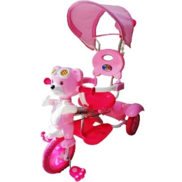 Παιδικο Τρικυκλο Ποδηλατο Ροζ Αρκουδάκι Με Τεντα Και Καλαθι  (686433)