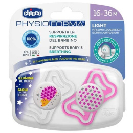 Chicco Πιπίλα Physio Light Για Τη Νύχτα 16-36 Μηνών 2 Τεμάχια  (71035-41)