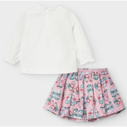 Mayoral Baby Σετ Φούστα- Μπλούζα Σε Ροζ-Λευκό Με Σχέδιο Παπούτσια  (10-02971-058)
