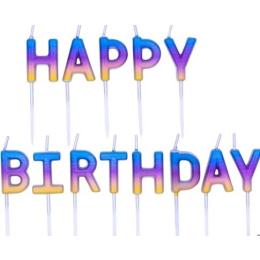 Party Κεριά Happy Birthday Set Rainbow Ombre  (015823)