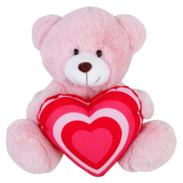 Λούτρινο Αρκουδάκι Σάπιο Μήλο Ροζ Ουράνιο Τόξο Καρδιά 20εκ  (VL242045)