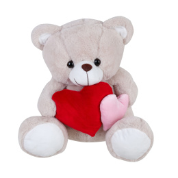 Λούτρινο Αρκουδάκι Με Καρδιά Ροζ-Κόκκινη Βελούδινη  (VL244023)
