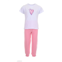 Joyce Mini Σετ Μπλούζα-Ζακέτα-Παντελόνι Καρδιές Ροζ  (2411001-2-2)