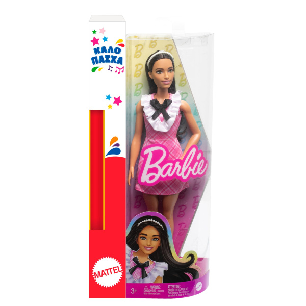 Λαμπάδα Barbie Νέες Barbie Fashionistas Doll Με Μαύρα Μαλλιά Και Ροζ Καρό Φόρεμα  (HJT06)