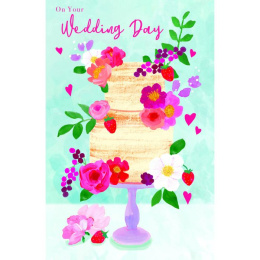 Ευχετήρια Κάρτα Γάμου Paper Rose Floral Wedding Cake  (66622)
