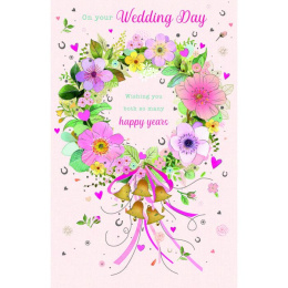 Ευχετήρια Κάρτα Γάμου Paper Rose Floral Wedding Wreath  (FLP046)
