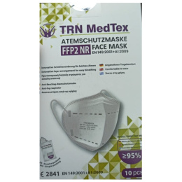 TRN MedTeks Μάσκα Υγιεινής Ενηλίκων FFP2 σε Λευκό Συσκευασία 10 τμχ  (FFP2-10W)
