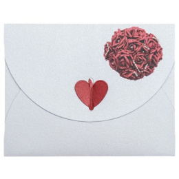 Ευχετήριο Καρτάκι Καρδιά Άσπρη Με Λουλούδια  (FHS028)