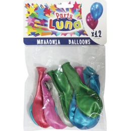 Luna Party Μπαλόνια Μεταλιζέ 12 Τμχ Σε Διάφορα Χρώματα  (000088903)