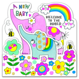 Ευχετήρια Κάρτα Γέννησης R.E.D. New Baby Welcome To The World Ελεφαντάκι  (SIDE22)