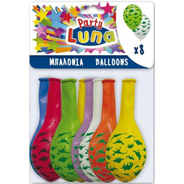 Luna Party Μπαλόνια 8 Τμχ Δεινόσαυροι  (000088937)