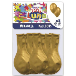 Luna Party Μπαλόνια 8 Τμχ Χρυσά  (000088938)