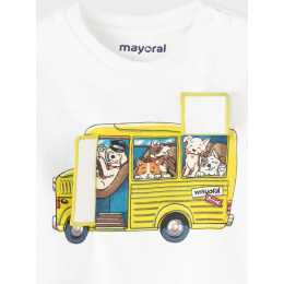 Mayoral Baby Μπλούζα Μακρυμάνικη Play με Λεωφορείο Χρώμα Κρεμ  (11-02065-044)