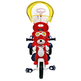 Παιδικό Τρίκυκλο Ποδήλατο Joyful Κόκκινο Αρκουδάκι Πιλότος Με Τέντα Και Καλάθι  (855-2)